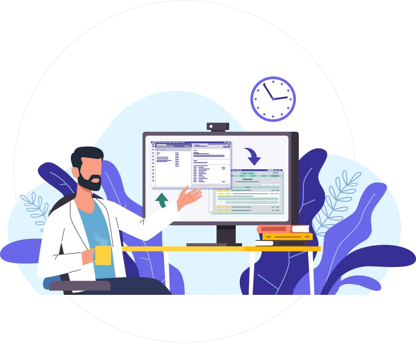 illustrated-man-holding-coffee-in-front-of-computer-monitor-hcc-coding-software